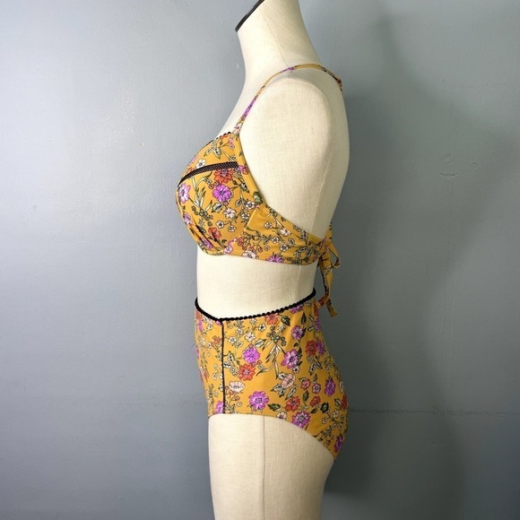 Time and Tru Floral Push Up Bikini Top Size L High Waist Swimsuit Bottoms Size S - Picture 8 of 12